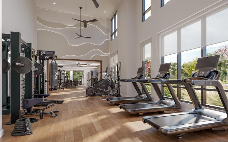 a gym with exercise equipment