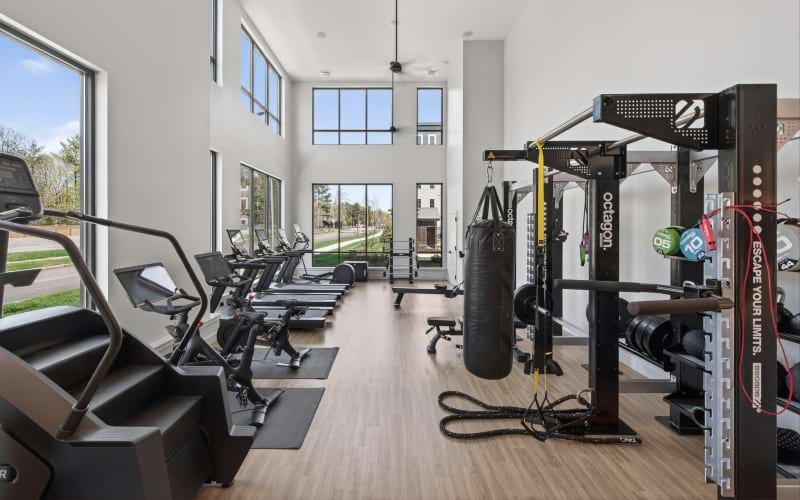 a gym with exercise equipment