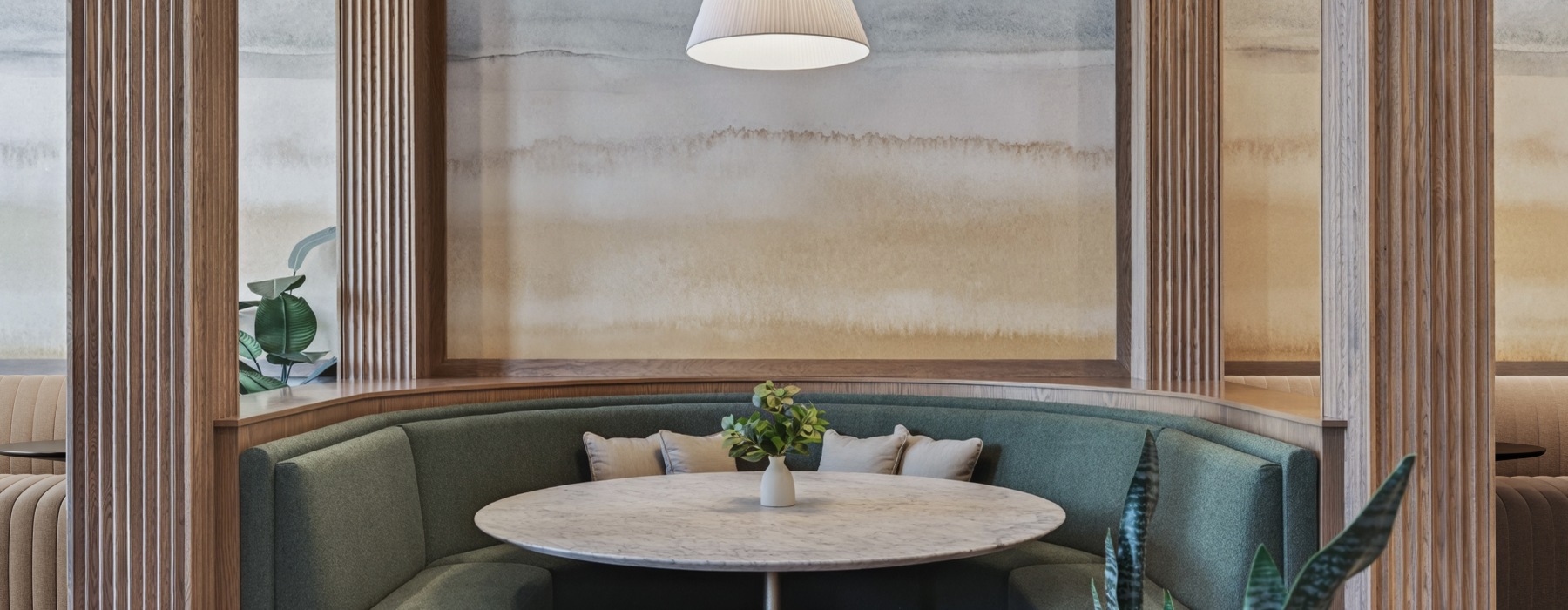 Banquette seating in clubroom 