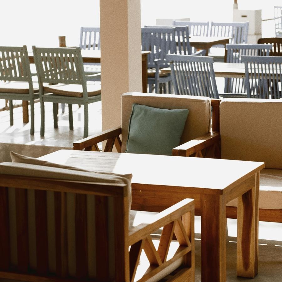 Take advantage of all Alta Abington has to offer a group of tables and chairs